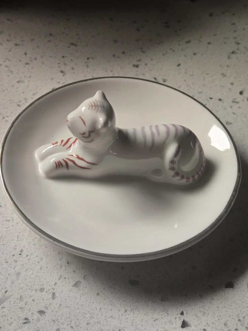 White Ceramic Cat Jewelry Dish